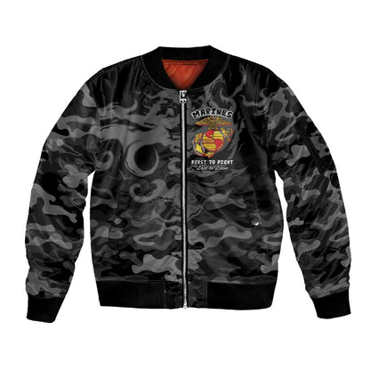 Montford Point Marines Sleeve Zip Bomber Jacket First To Fight Last to Leave