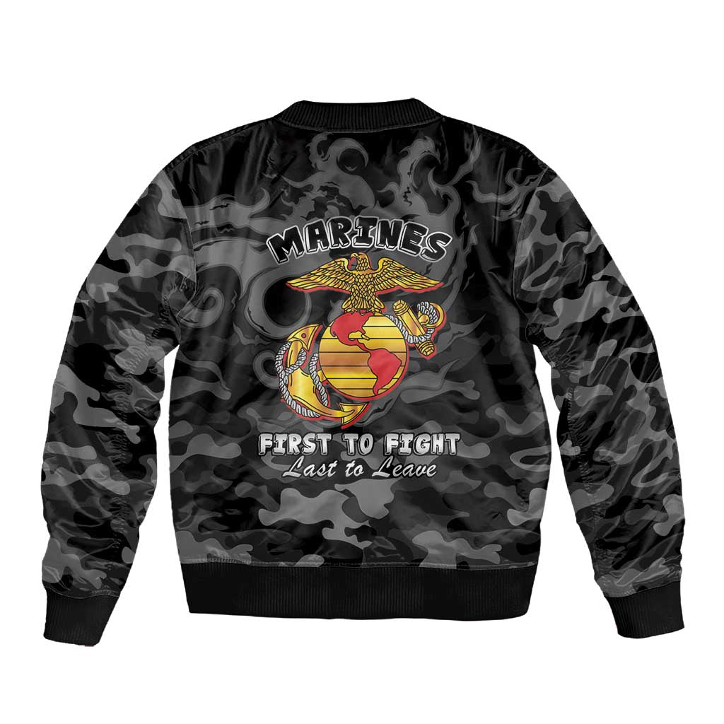 Montford Point Marines Sleeve Zip Bomber Jacket First To Fight Last to Leave