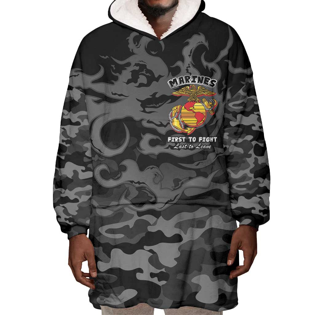 Montford Point Marines Wearable Blanket Hoodie First To Fight Last to Leave