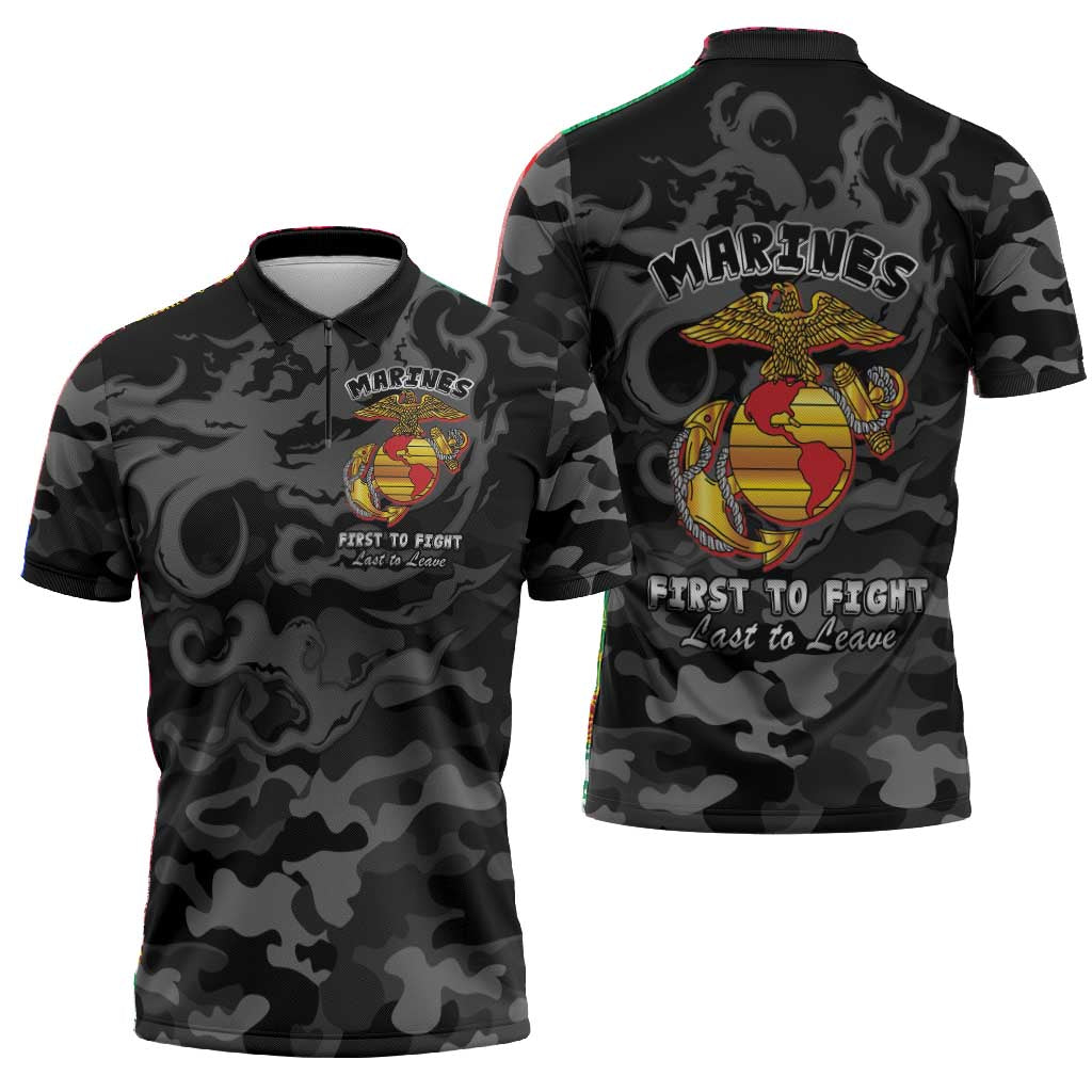 Montford Point Marines Zipper Polo Shirt First To Fight Last to Leave