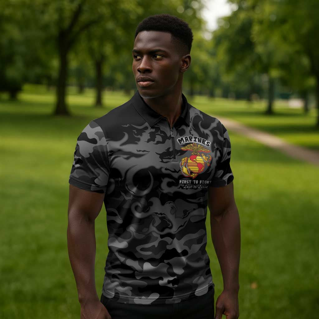 Montford Point Marines Zipper Polo Shirt First To Fight Last to Leave