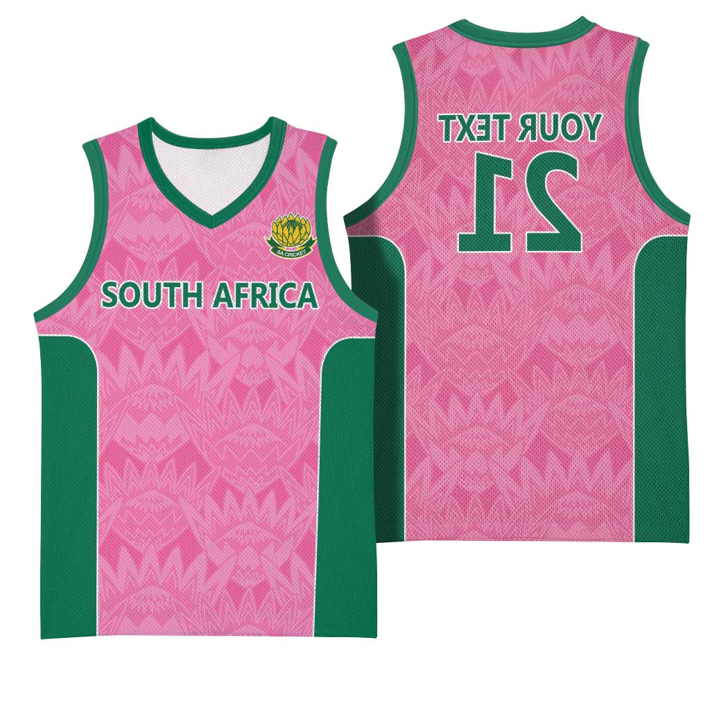 Pink South Africa Cricket Custom Basketball Jersey African King Proteas Be Way Pink - African Pride