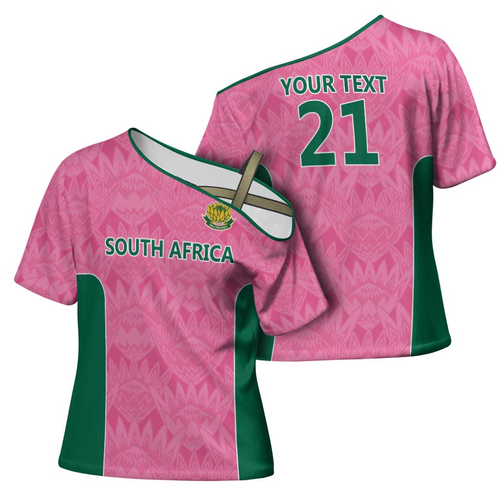 Pink South Africa Cricket Custom Cross Shoulder Shirt African King Proteas Be Way Pink