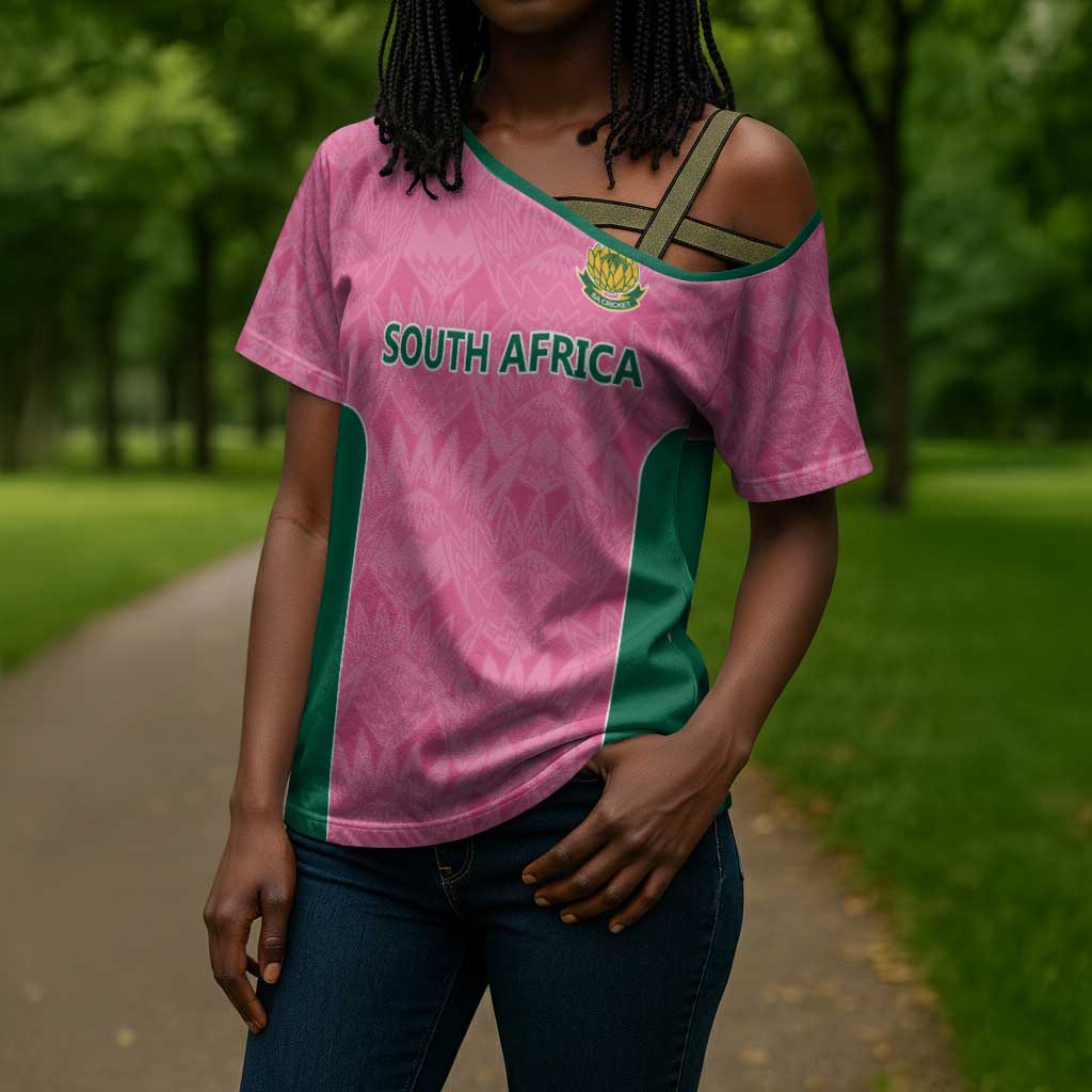 Pink South Africa Cricket Custom Cross Shoulder Shirt African King Proteas Be Way Pink