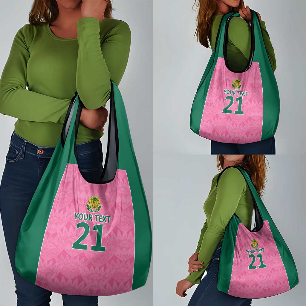 Pink South Africa Cricket Custom Grocery Bag African King Proteas Be Way Pink