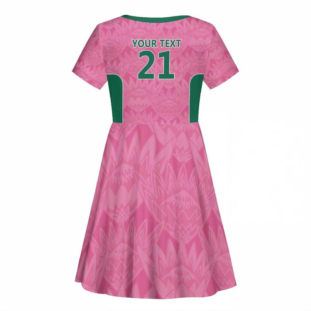 Pink South Africa Cricket Custom Kid Short Sleeve Dress African King Proteas Be Way Pink
