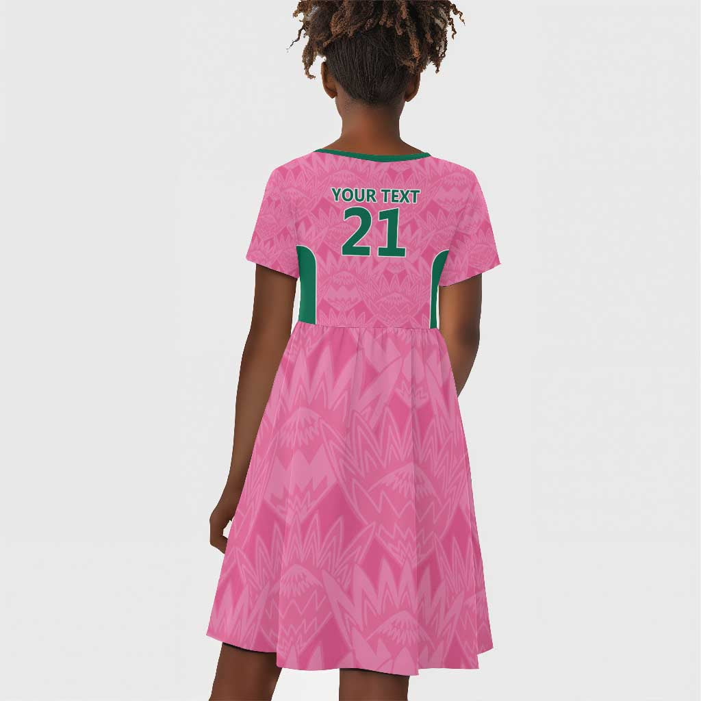 Pink South Africa Cricket Custom Kid Short Sleeve Dress African King Proteas Be Way Pink