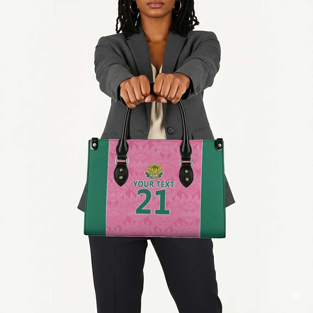 Pink South Africa Cricket Custom Leather Bag African King Proteas Be Way Pink