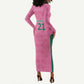 Pink South Africa Cricket Custom Long Sleeve Bodycon Dress African King Proteas Be Way Pink LT9