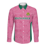 Pink South Africa Cricket Custom Long Sleeve Button Shirt African King Proteas Be Way Pink