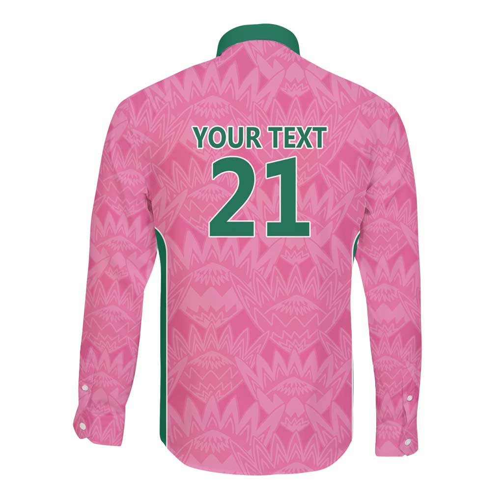 Pink South Africa Cricket Custom Long Sleeve Button Shirt African King Proteas Be Way Pink