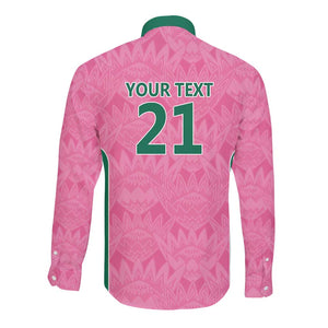 Pink South Africa Cricket Custom Long Sleeve Button Shirt African King Proteas Be Way Pink