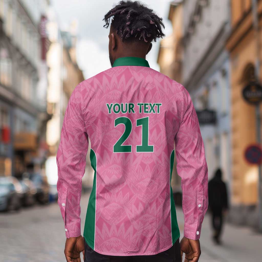 Pink South Africa Cricket Custom Long Sleeve Button Shirt African King Proteas Be Way Pink