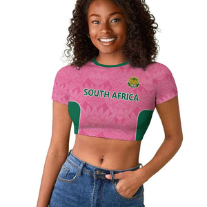 Pink South Africa Cricket Custom Raglan Cropped T shirt African King Proteas Be Way Pink