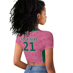 Pink South Africa Cricket Custom Raglan Cropped T shirt African King Proteas Be Way Pink