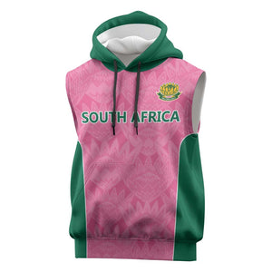 Pink South Africa Cricket Custom Sleeveless Hoodie African King Proteas Be Way Pink - African Pride