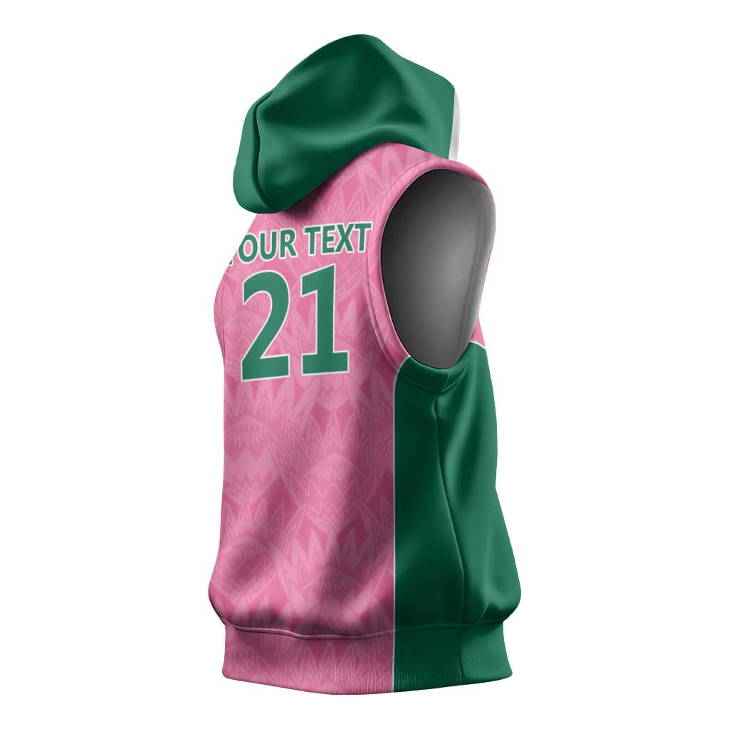 Pink South Africa Cricket Custom Sleeveless Hoodie African King Proteas Be Way Pink - African Pride