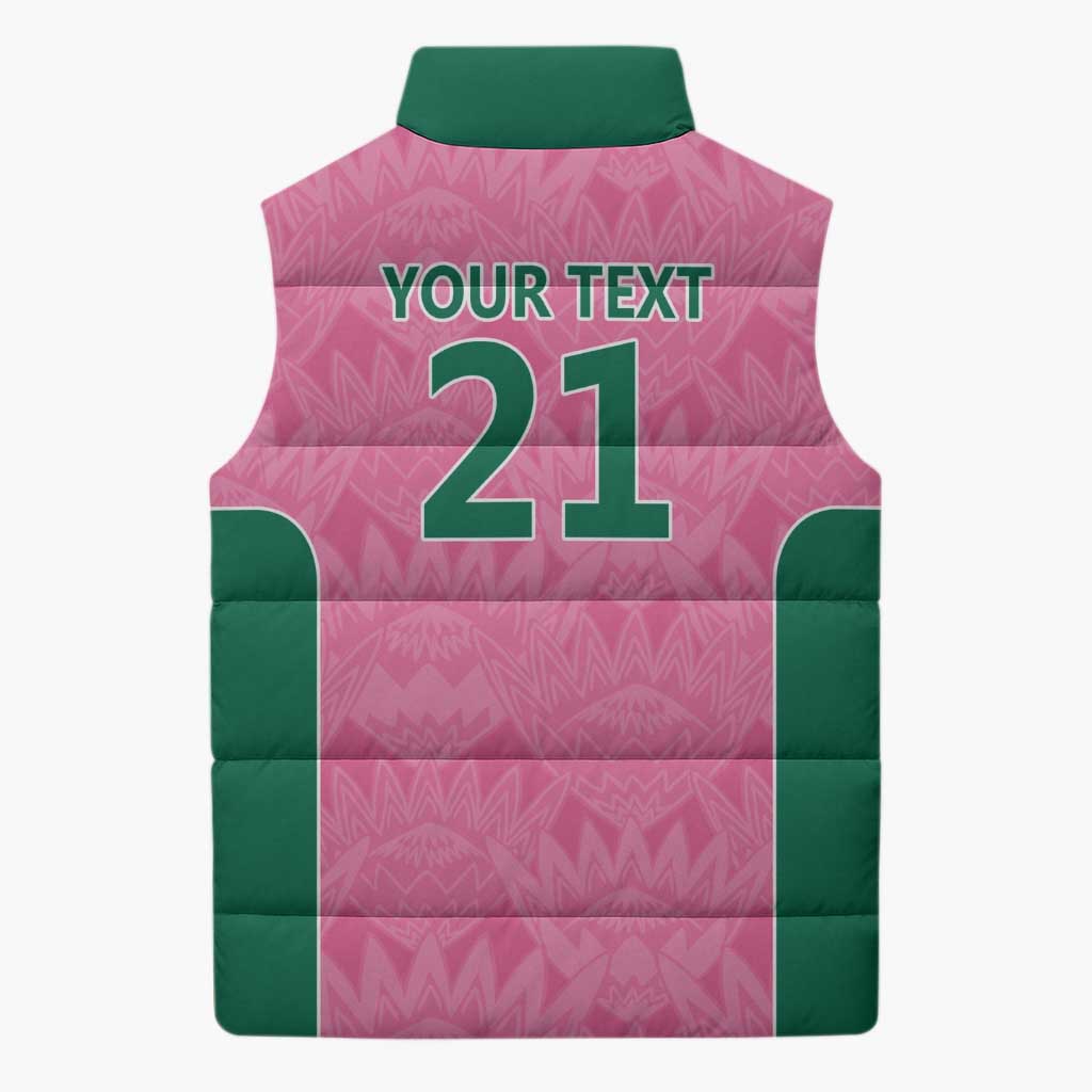 Pink South Africa Cricket Custom Sleeveless Puffer Jacket African King Proteas Be Way Pink