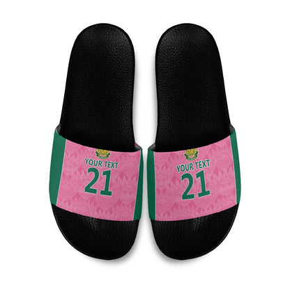 Pink South Africa Cricket Custom Slide Sandals African King Proteas Be Way Pink