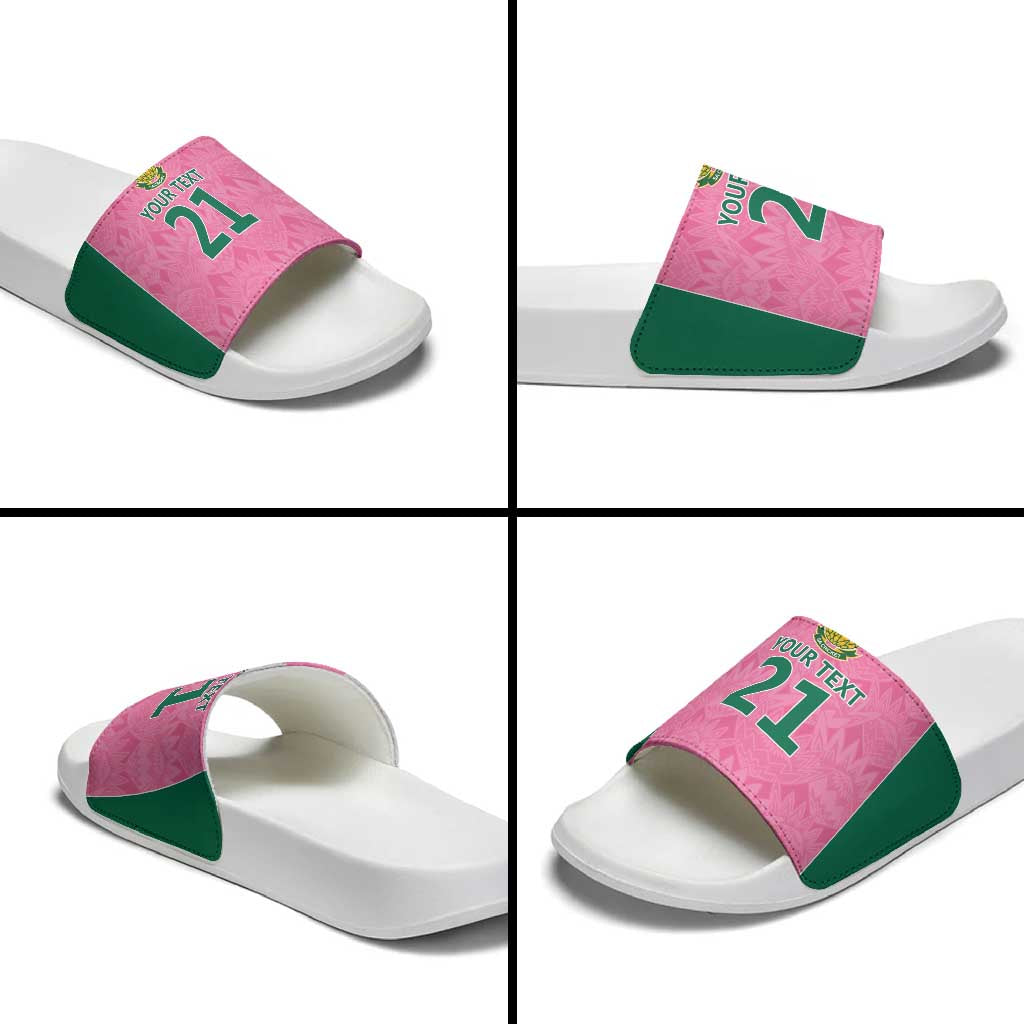 Pink South Africa Cricket Custom Slide Sandals African King Proteas Be Way Pink