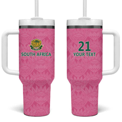 Pink South Africa Cricket Custom Tumbler With Handle African King Proteas Be Way Pink