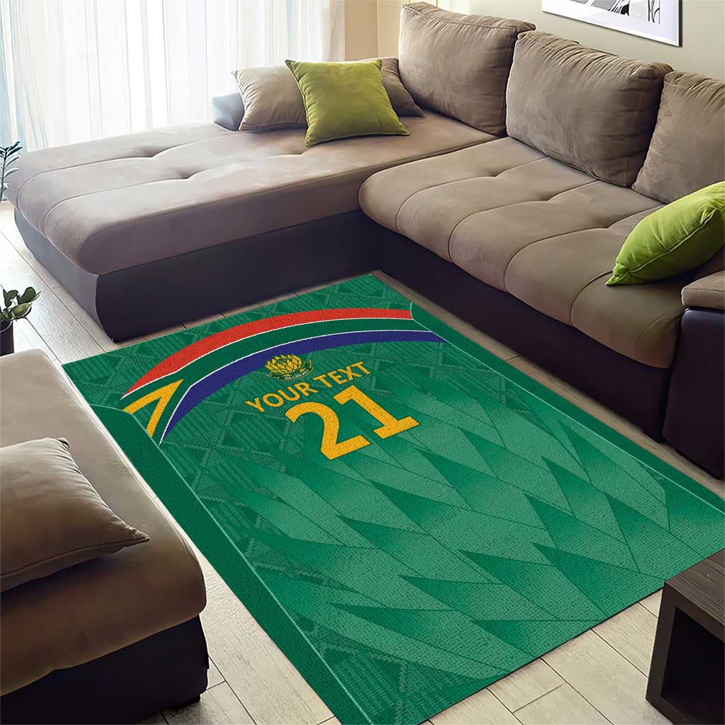 South Africa Cricket Custom Area Rug African King Proteas Green