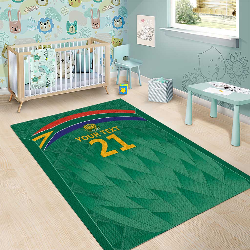 South Africa Cricket Custom Area Rug African King Proteas Green