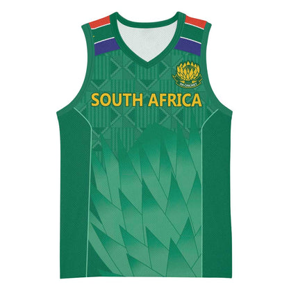 South Africa Cricket Custom Basketball Jersey African King Proteas Green - African Pride