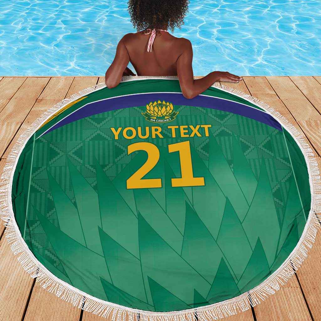 South Africa Cricket Custom Beach Blanket African King Proteas Green