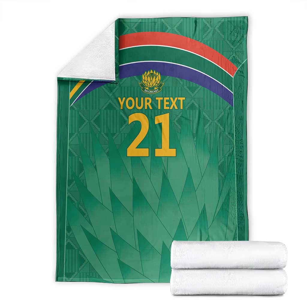 South Africa Cricket Custom Blanket African King Proteas Green