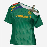 South Africa Cricket Custom Cross Shoulder Shirt African King Proteas Green