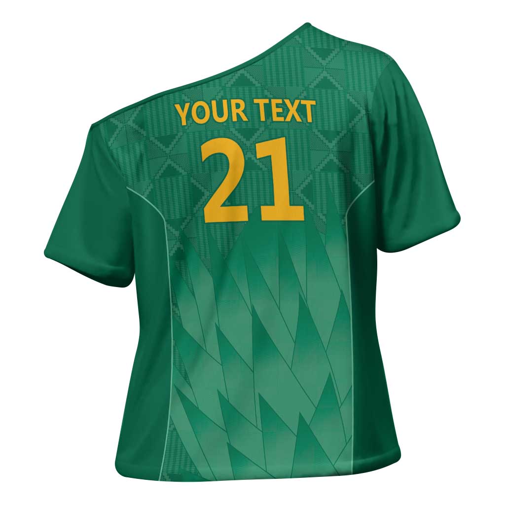 South Africa Cricket Custom Cross Shoulder Shirt African King Proteas Green