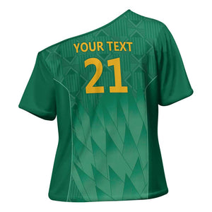 South Africa Cricket Custom Cross Shoulder Shirt African King Proteas Green