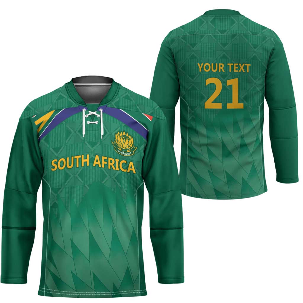 South Africa Cricket Custom Hockey Jersey African King Proteas Green