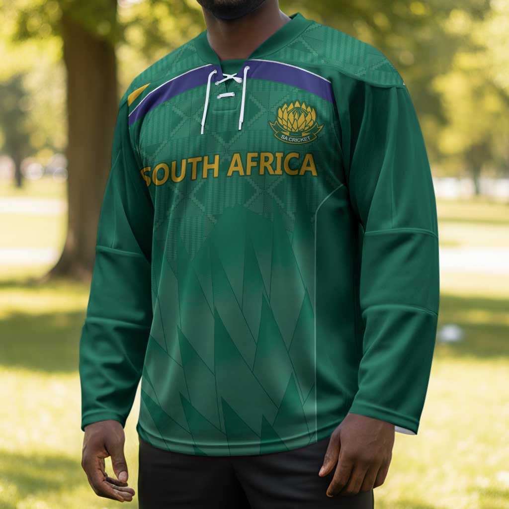 South Africa Cricket Custom Hockey Jersey African King Proteas Green