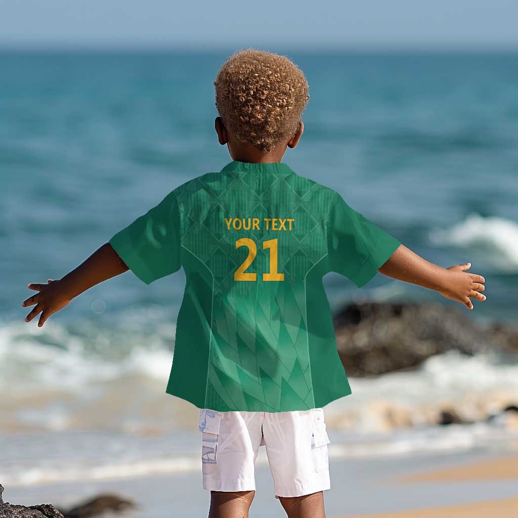 South Africa Cricket Custom Kid Hawaiian Shirt African King Proteas Green