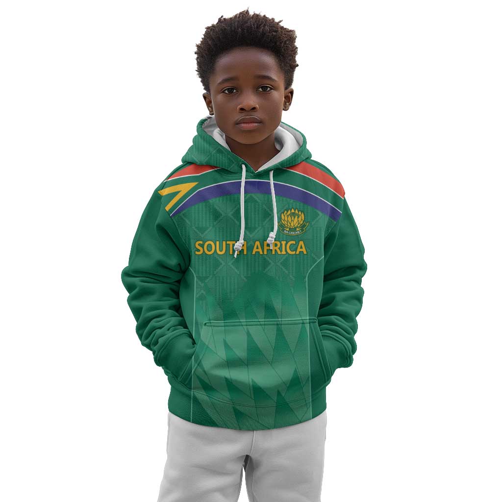South Africa Cricket Custom Kid Hoodie African King Proteas Green