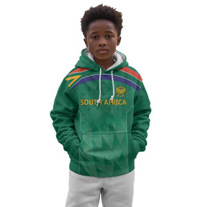 South Africa Cricket Custom Kid Hoodie African King Proteas Green