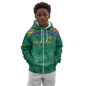 South Africa Cricket Custom Kid Hoodie African King Proteas Green