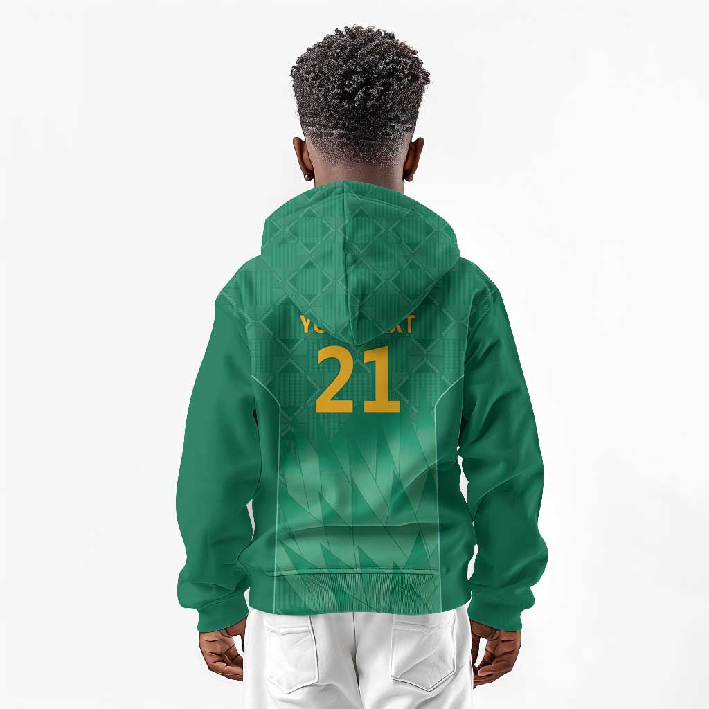 South Africa Cricket Custom Kid Hoodie African King Proteas Green