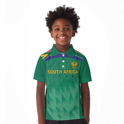 South Africa Cricket Custom Kid Polo Shirt African King Proteas Green