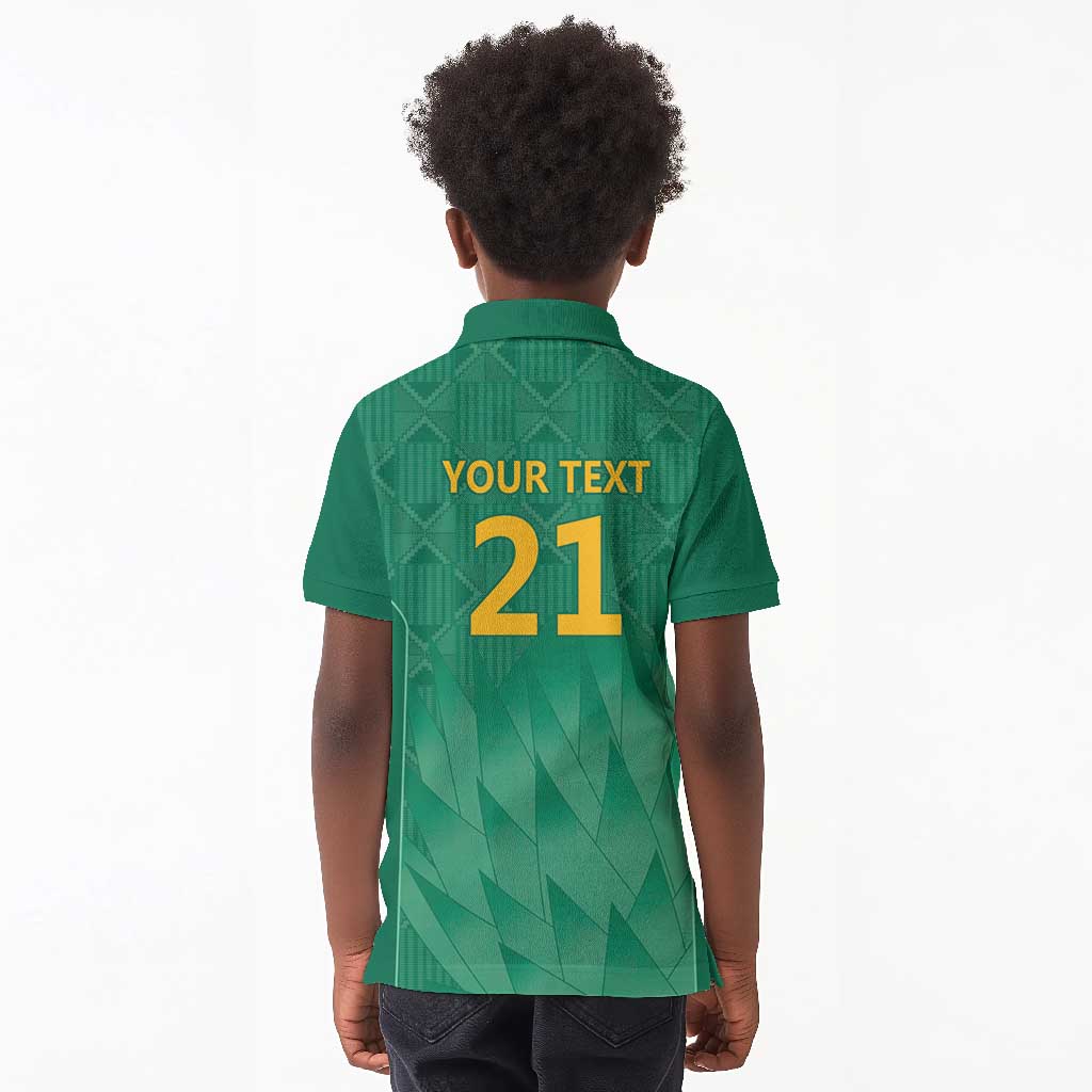 South Africa Cricket Custom Kid Polo Shirt African King Proteas Green