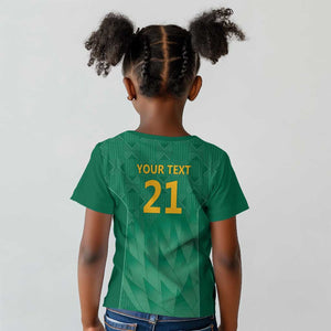 South Africa Cricket Custom Kid T shirt African King Proteas Green