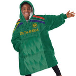 South Africa Cricket Custom Kid Wearable Blanket Hoodie African King Proteas Green