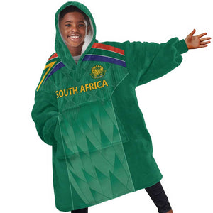 South Africa Cricket Custom Kid Wearable Blanket Hoodie African King Proteas Green