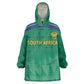 South Africa Cricket Custom Kid Wearable Blanket Hoodie African King Proteas Green