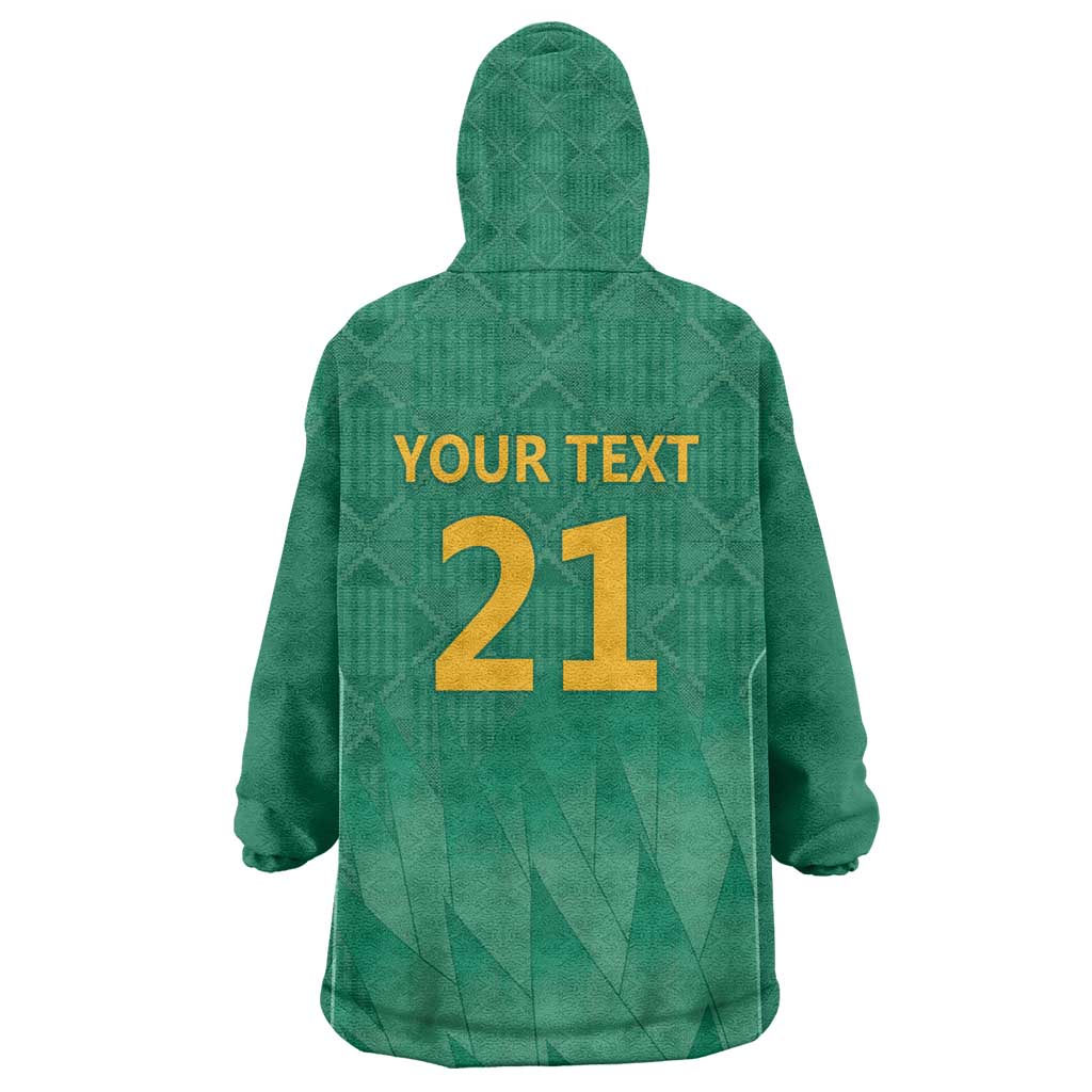 South Africa Cricket Custom Kid Wearable Blanket Hoodie African King Proteas Green