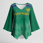 South Africa Cricket Custom Kimono Sleeve Blouse African King Proteas Green