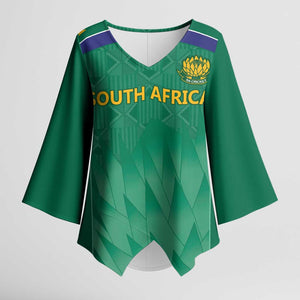South Africa Cricket Custom Kimono Sleeve Blouse African King Proteas Green