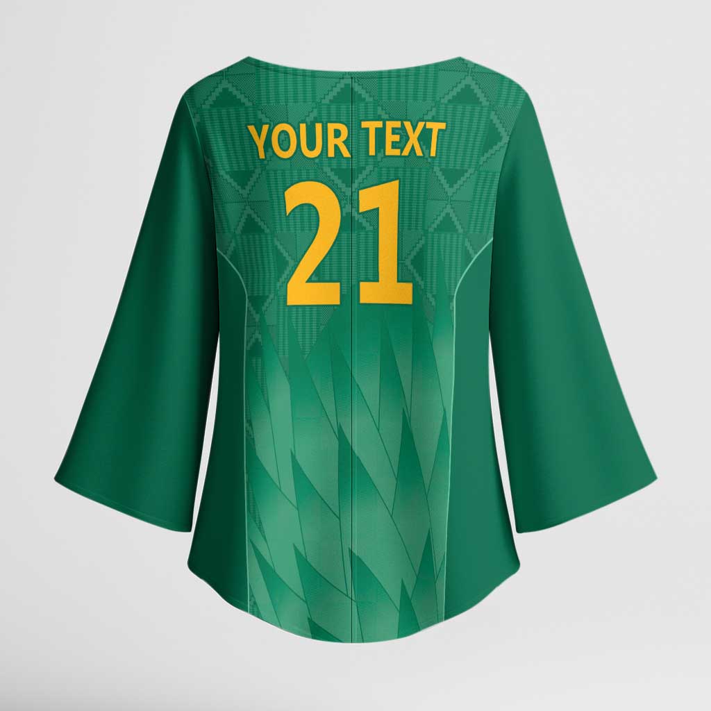 South Africa Cricket Custom Kimono Sleeve Blouse African King Proteas Green